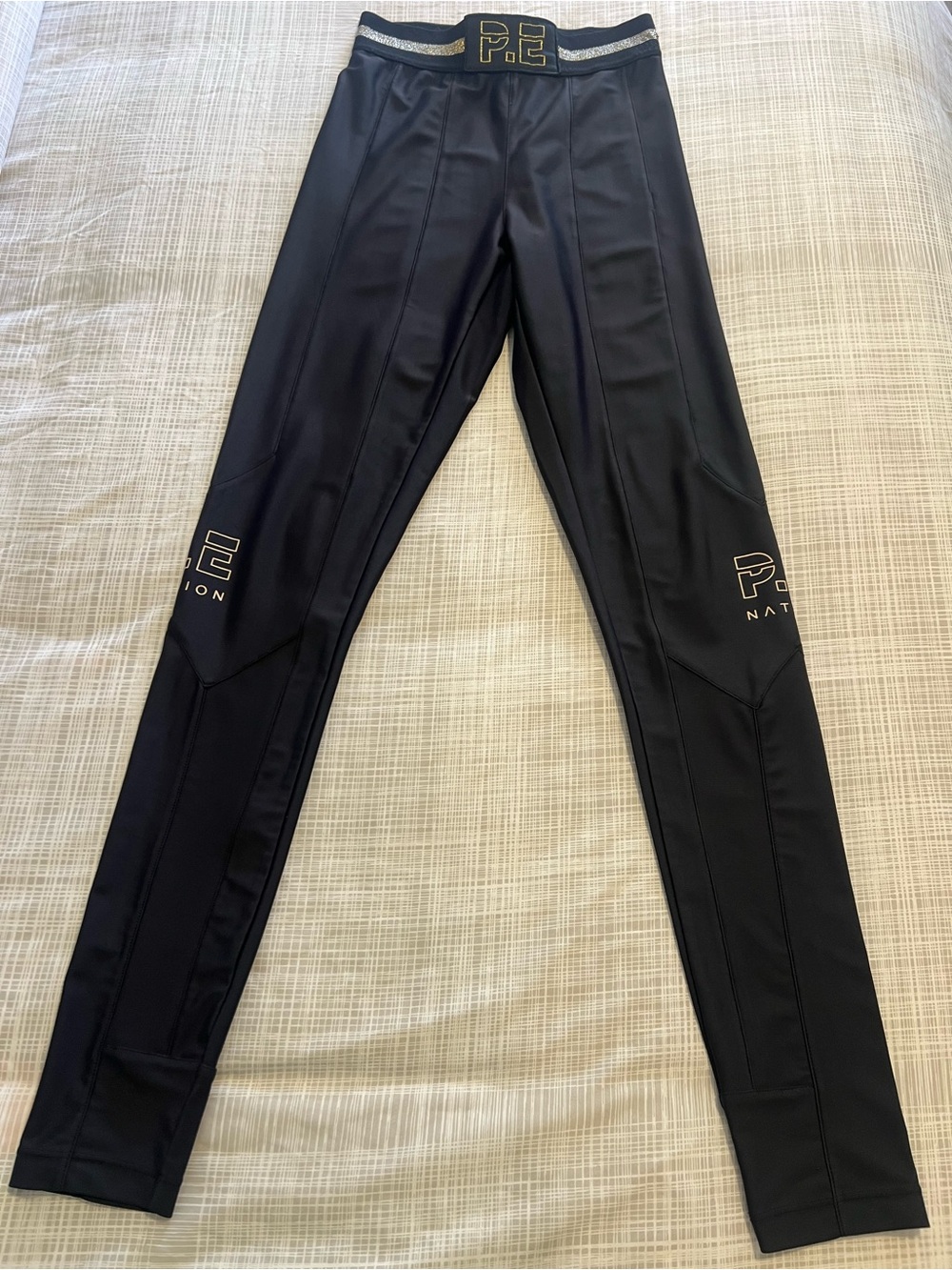 P.E Nation Women Black Joggers with Gold Logo Waistband